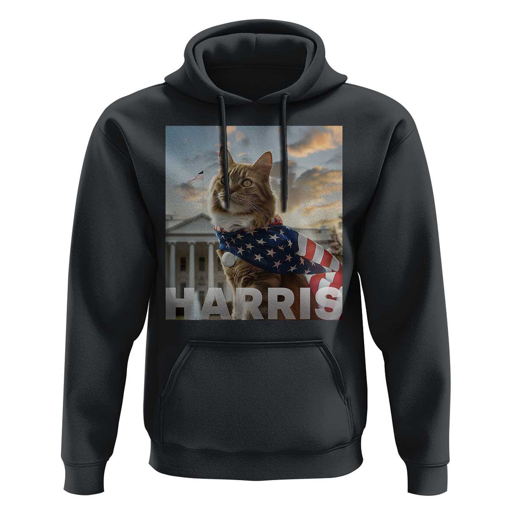 Childless Cat Ladies For Harris 2024 Hoodie Kamala For President American Flag Cat Graphic TS02 Black Print Your Wear