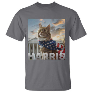 Childless Cat Ladies For Harris 2024 T Shirt Kamala For President American Flag Cat Graphic TS02 Charcoal Print Your Wear