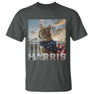 Childless Cat Ladies For Harris 2024 T Shirt Kamala For President American Flag Cat Graphic TS02 Dark Heather Print Your Wear