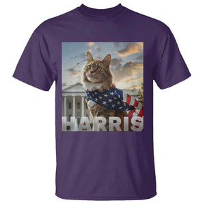 Childless Cat Ladies For Harris 2024 T Shirt Kamala For President American Flag Cat Graphic TS02 Purple Print Your Wear