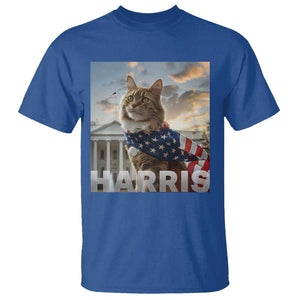 Childless Cat Ladies For Harris 2024 T Shirt Kamala For President American Flag Cat Graphic TS02 Royal Blue Print Your Wear