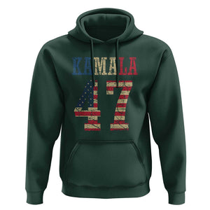 Kamala 47 Hoodie Harris 2024 For President Retro American Flag TS02 Dark Forest Green Print Your Wear