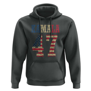 Kamala 47 Hoodie Harris 2024 For President Retro American Flag TS02 Dark Heather Print Your Wear