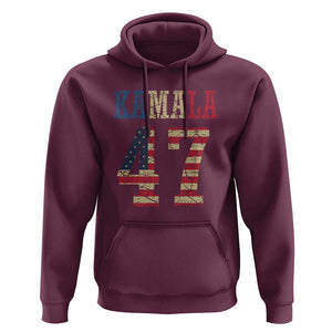 Kamala 47 Hoodie Harris 2024 For President Retro American Flag TS02 Maroon Print Your Wear