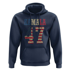 Kamala 47 Hoodie Harris 2024 For President Retro American Flag TS02 Navy Print Your Wear