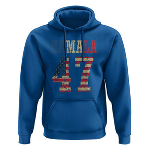 Kamala 47 Hoodie Harris 2024 For President Retro American Flag TS02 Royal Blue Print Your Wear