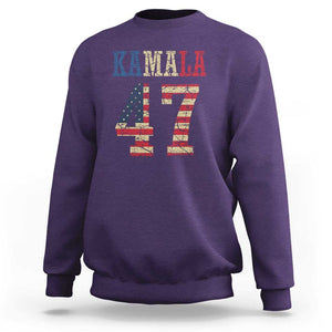 Kamala 47 Sweatshirt Harris 2024 For President Retro American Flag TS02 Purple Print Your Wear