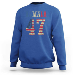 Kamala 47 Sweatshirt Harris 2024 For President Retro American Flag TS02 Royal Blue Print Your Wear