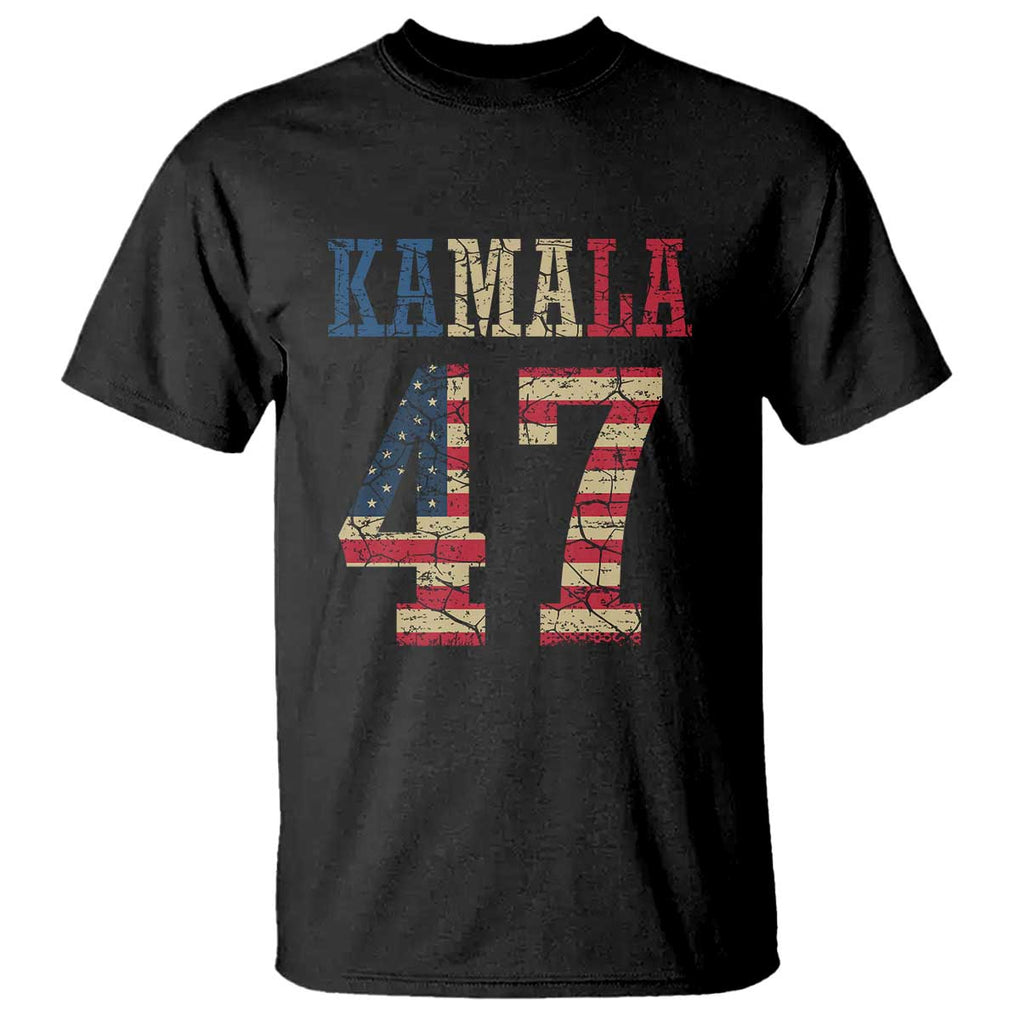 Kamala 47 T Shirt Harris 2024 For President Retro American Flag TS02 Black Print Your Wear