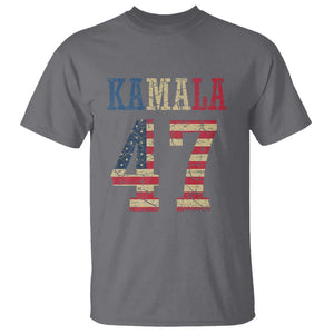 Kamala 47 T Shirt Harris 2024 For President Retro American Flag TS02 Charcoal Print Your Wear