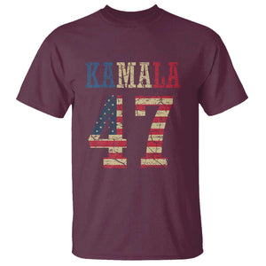 Kamala 47 T Shirt Harris 2024 For President Retro American Flag TS02 Maroon Print Your Wear