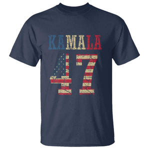 Kamala 47 T Shirt Harris 2024 For President Retro American Flag TS02 Navy Print Your Wear