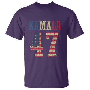 Kamala 47 T Shirt Harris 2024 For President Retro American Flag TS02 Purple Print Your Wear