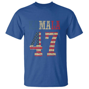 Kamala 47 T Shirt Harris 2024 For President Retro American Flag TS02 Royal Blue Print Your Wear