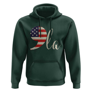 Harris 2024 Hoodie Comma La Kamala For President Retro American Flag TS02 Dark Forest Green Print Your Wear