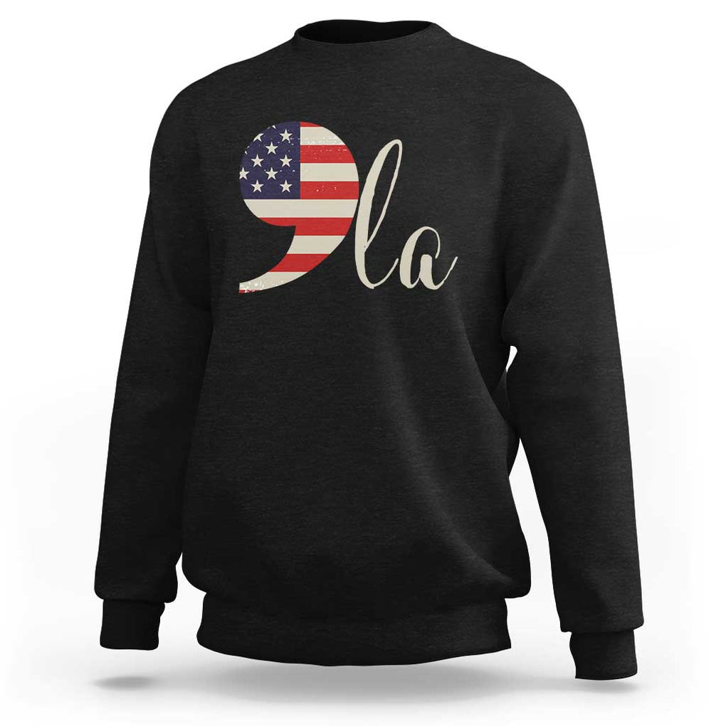 Harris 2024 Sweatshirt Comma La Kamala For President Retro American Flag TS02 Black Print Your Wear