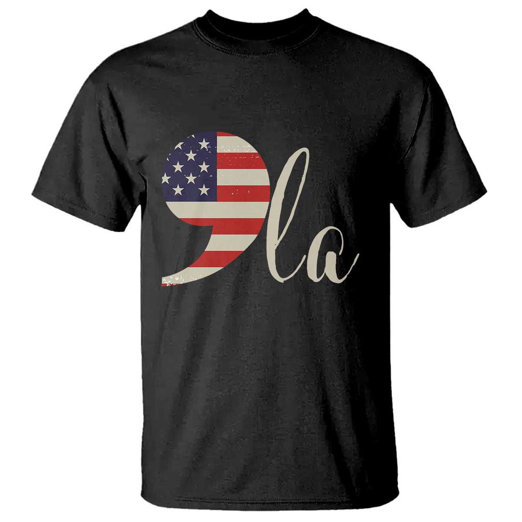 Harris 2024 T Shirt Comma La Kamala For President Retro American Flag TS02 Black Print Your Wear