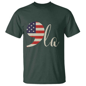 Harris 2024 T Shirt Comma La Kamala For President Retro American Flag TS02 Dark Forest Green Print Your Wear