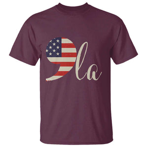 Harris 2024 T Shirt Comma La Kamala For President Retro American Flag TS02 Maroon Print Your Wear