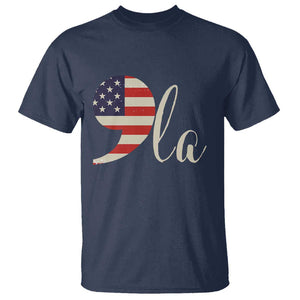 Harris 2024 T Shirt Comma La Kamala For President Retro American Flag TS02 Navy Print Your Wear