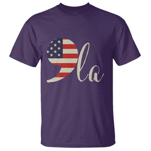 Harris 2024 T Shirt Comma La Kamala For President Retro American Flag TS02 Purple Print Your Wear