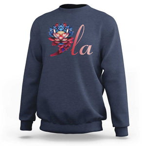 Harris 2024 Sweatshirt Comma La President Kamala For Potus Lotus TS02 Navy Print Your Wear