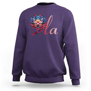 Harris 2024 Sweatshirt Comma La President Kamala For Potus Lotus TS02 Purple Print Your Wear