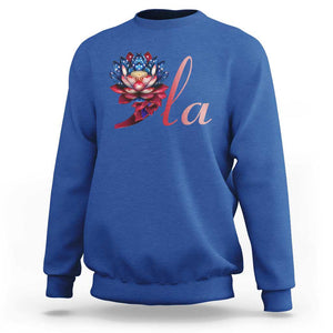 Harris 2024 Sweatshirt Comma La President Kamala For Potus Lotus TS02 Royal Blue Print Your Wear