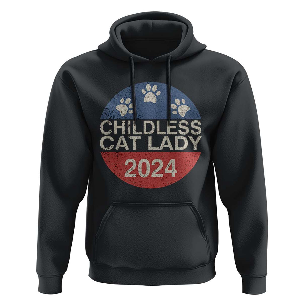 Childless Cat Lady 2024 Hoodie Vote Kamala Harris For President Retro Vintage TS02 Black Print Your Wear