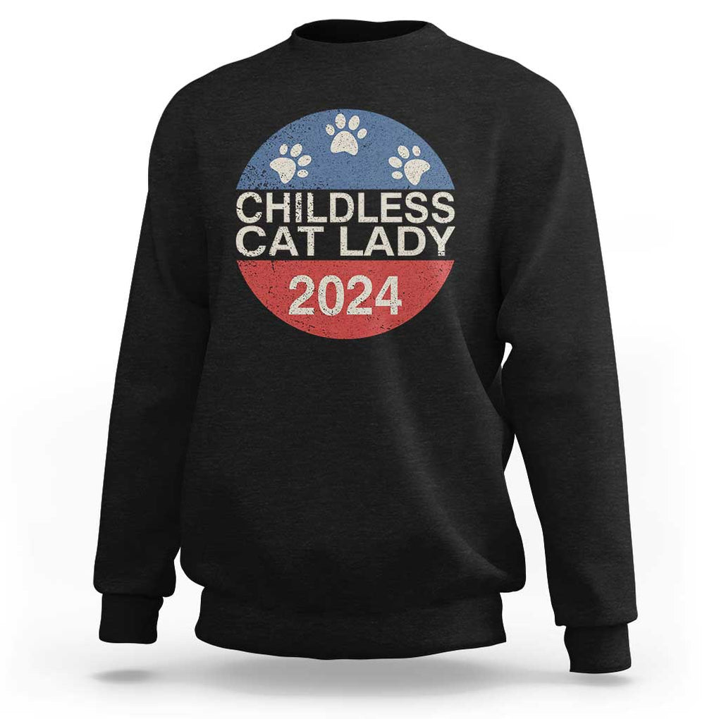 Childless Cat Lady 2024 Sweatshirt Vote Kamala Harris For President Retro Vintage TS02 Black Print Your Wear