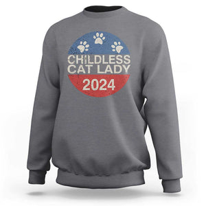 Childless Cat Lady 2024 Sweatshirt Vote Kamala Harris For President Retro Vintage TS02 Charcoal Print Your Wear