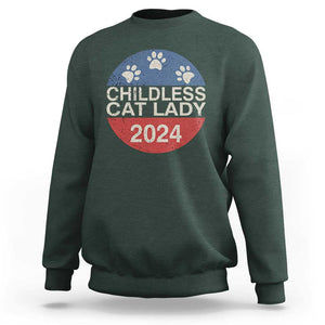 Childless Cat Lady 2024 Sweatshirt Vote Kamala Harris For President Retro Vintage TS02 Dark Forest Green Print Your Wear