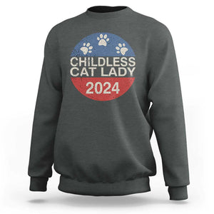 Childless Cat Lady 2024 Sweatshirt Vote Kamala Harris For President Retro Vintage TS02 Dark Heather Print Your Wear