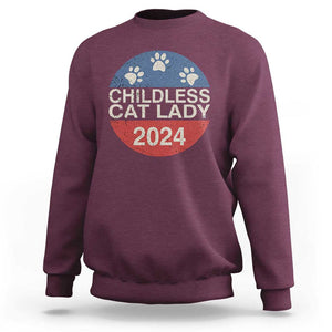 Childless Cat Lady 2024 Sweatshirt Vote Kamala Harris For President Retro Vintage TS02 Maroon Print Your Wear