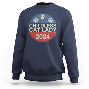 Childless Cat Lady 2024 Sweatshirt Vote Kamala Harris For President Retro Vintage TS02 Navy Print Your Wear