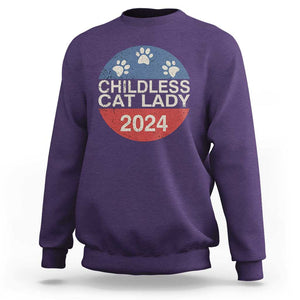 Childless Cat Lady 2024 Sweatshirt Vote Kamala Harris For President Retro Vintage TS02 Purple Print Your Wear