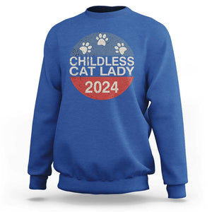 Childless Cat Lady 2024 Sweatshirt Vote Kamala Harris For President Retro Vintage TS02 Royal Blue Print Your Wear