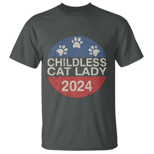 Childless Cat Lady 2024 T Shirt Vote Kamala Harris For President Retro Vintage TS02 Dark Heather Print Your Wear