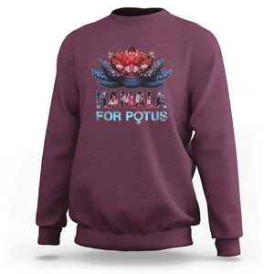 Harris 2024 Sweatshirt Madam President Kamala For Potus American Flag Lotus TS02 Maroon Print Your Wear