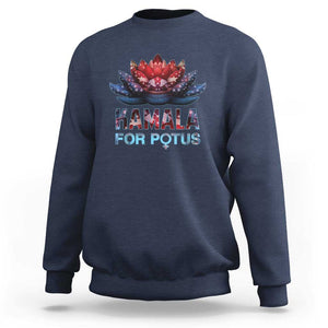 Harris 2024 Sweatshirt Madam President Kamala For Potus American Flag Lotus TS02 Navy Print Your Wear