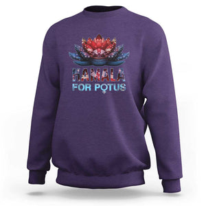 Harris 2024 Sweatshirt Madam President Kamala For Potus American Flag Lotus TS02 Purple Print Your Wear