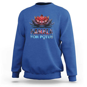 Harris 2024 Sweatshirt Madam President Kamala For Potus American Flag Lotus TS02 Royal Blue Print Your Wear