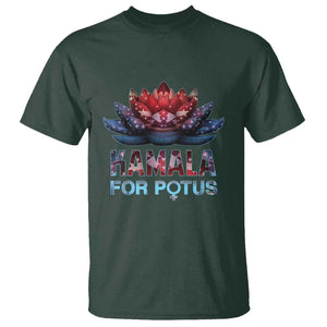 Harris 2024 T Shirt Madam President Kamala For Potus American Flag Lotus TS02 Dark Forest Green Print Your Wear