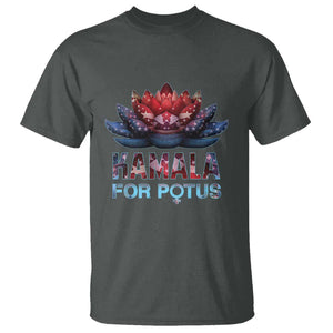 Harris 2024 T Shirt Madam President Kamala For Potus American Flag Lotus TS02 Dark Heather Print Your Wear