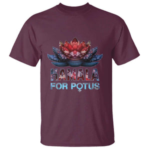 Harris 2024 T Shirt Madam President Kamala For Potus American Flag Lotus TS02 Maroon Print Your Wear