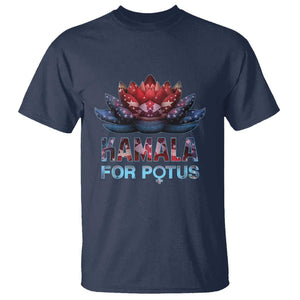 Harris 2024 T Shirt Madam President Kamala For Potus American Flag Lotus TS02 Navy Print Your Wear