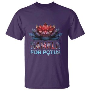 Harris 2024 T Shirt Madam President Kamala For Potus American Flag Lotus TS02 Purple Print Your Wear