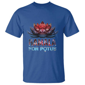 Harris 2024 T Shirt Madam President Kamala For Potus American Flag Lotus TS02 Royal Blue Print Your Wear