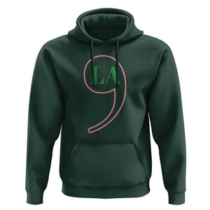 Harris 2024 Hoodie Comma La Kamala For President Green Pink Punctuation Mark TS02 Dark Forest Green Print Your Wear