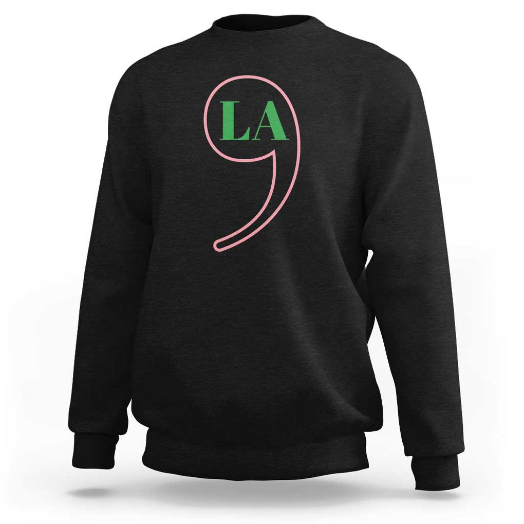 Harris 2024 Sweatshirt Comma La Kamala For President Green Pink Punctuation Mark TS02 Black Print Your Wear